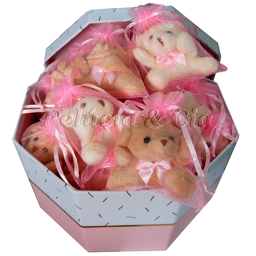 Mini Chaveiro Ursa Princesa de Pelúcia 6cm Completo - Pelúcia Marrom / Creme
