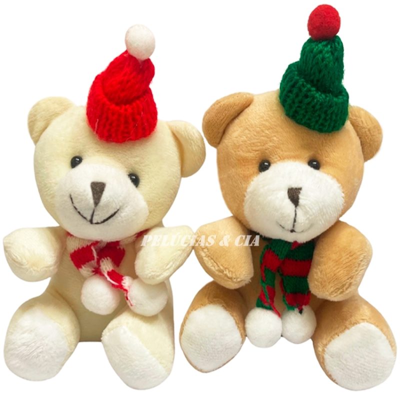 Jogo de 06pçs Urso Fofo De Pelúcia 12cm Sentado Urso Noel - Natal